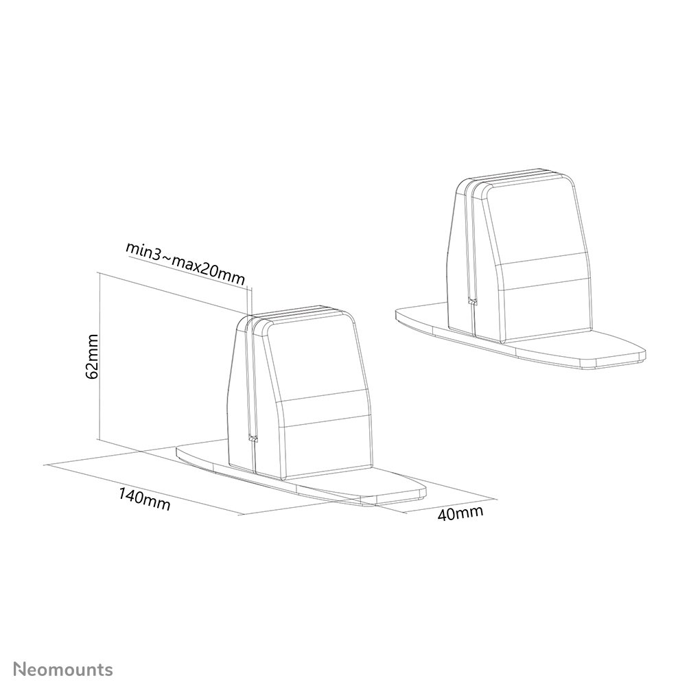 Neomounts NS-CLMPSTANDBLACK Juego de pinzas de escritorio (2 uds.) - máx 8 kg